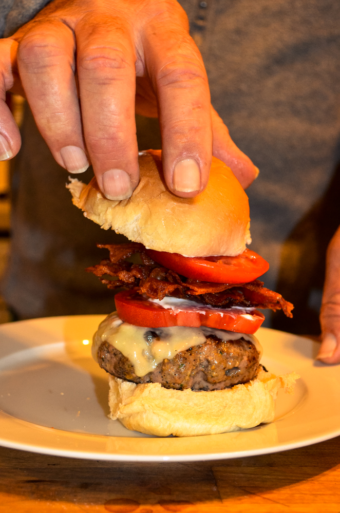 Lamb and Beef Burger LOADED with onions