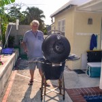 Tending the BBQ